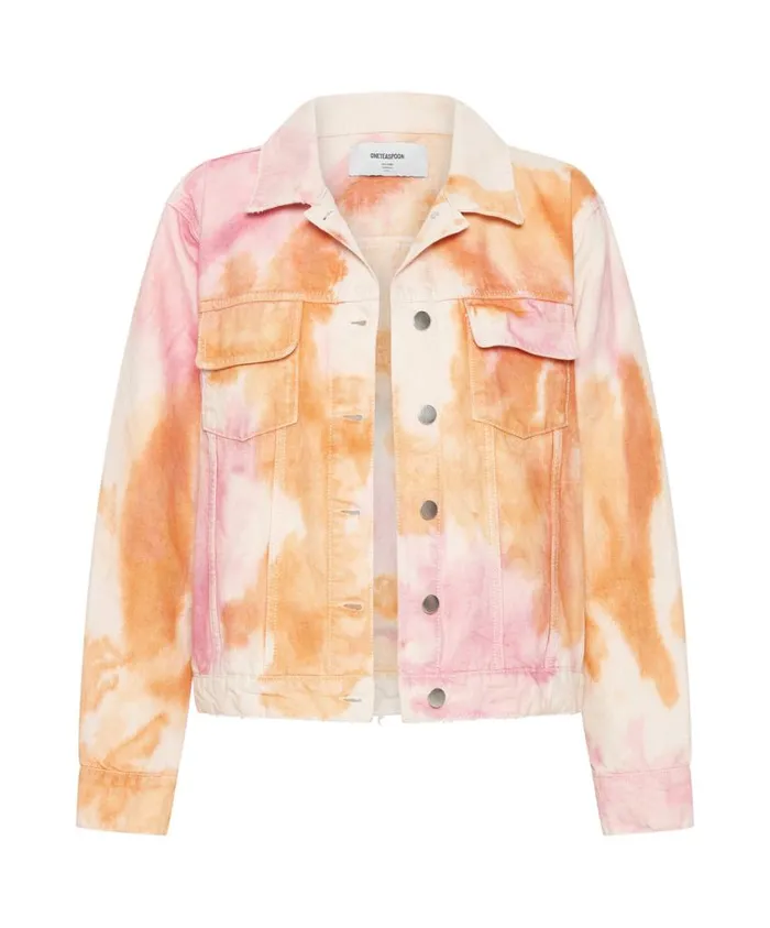 One Teaspoon Denim Jackets Women Tie Dye Mind Frequencies Denim Trucker Jacket