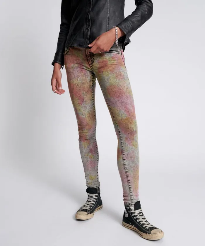 One Teaspoon Denim Jeans Women Acid Freebirds II Low Waist Skinny Jeans