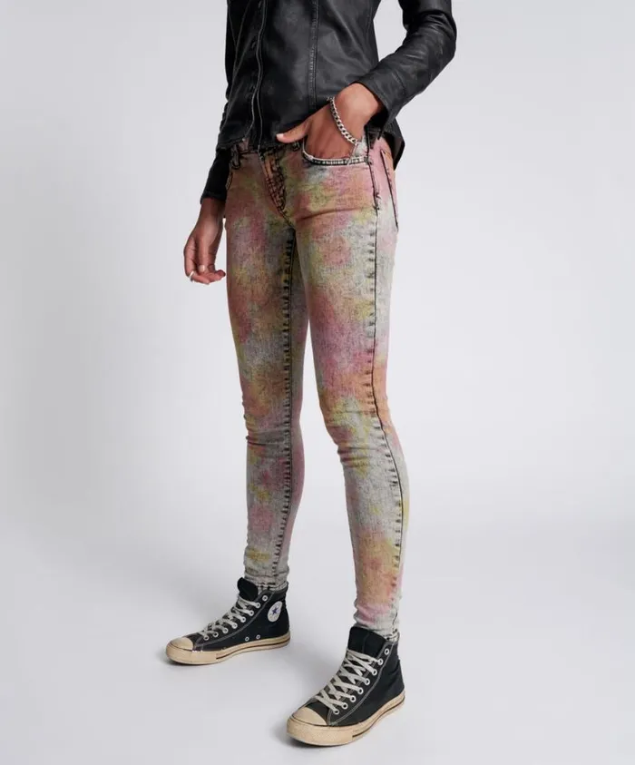 One Teaspoon Denim Jeans Women Acid Freebirds II Low Waist Skinny Jeans