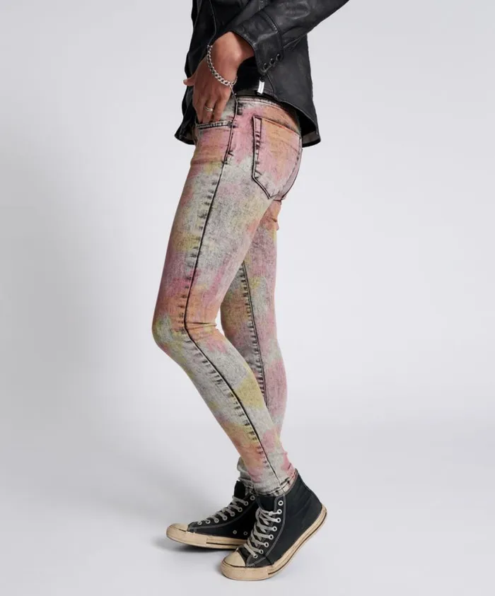 One Teaspoon Denim Jeans Women Acid Freebirds II Low Waist Skinny Jeans
