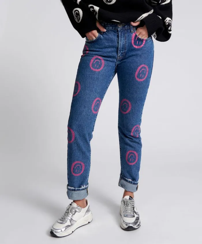 One Teaspoon Denim Jeans Women All Smiles High Waist Awesome Baggies Jeans