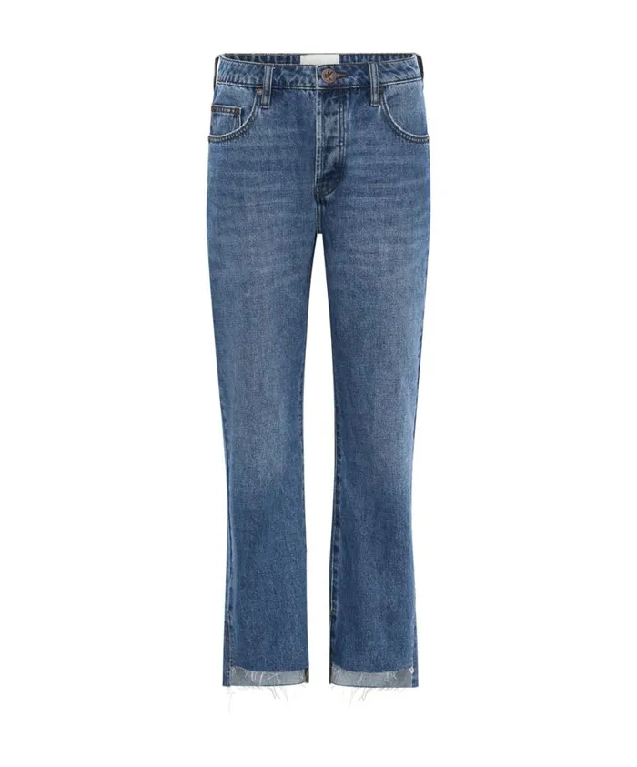 One Teaspoon Denim Jeans Women Bay Blue Cropped Jeans Hooligans Mid Waist Relaxed