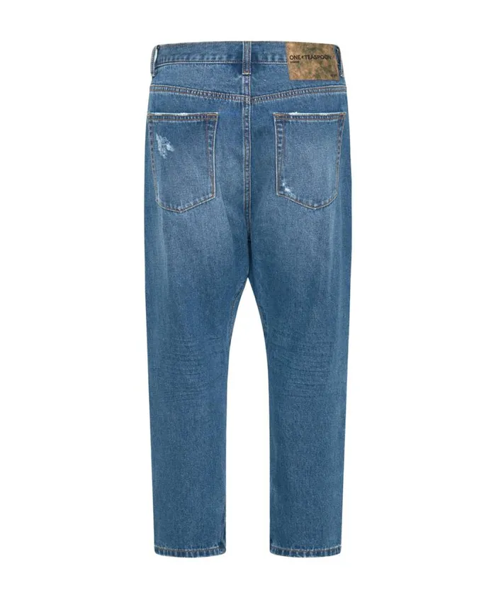 One Teaspoon Denim Jeans Women Bay Blue Kingpins Cropped Boyfriend Jeans