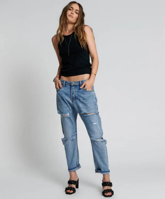 One Teaspoon Denim Jeans Women Berlin Blue Messed Up Saints Boyfriend Pants