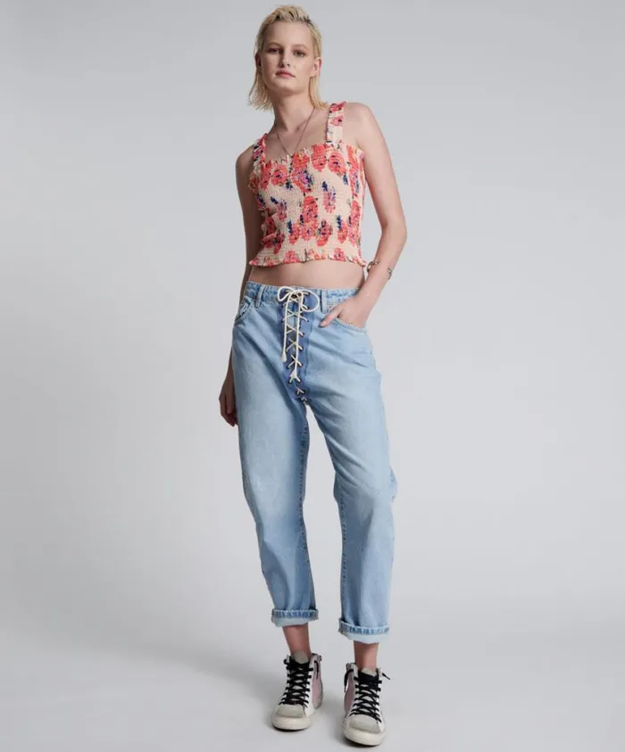One Teaspoon Denim Jeans Women Best Blue Laced Bandits Relaxed Jean