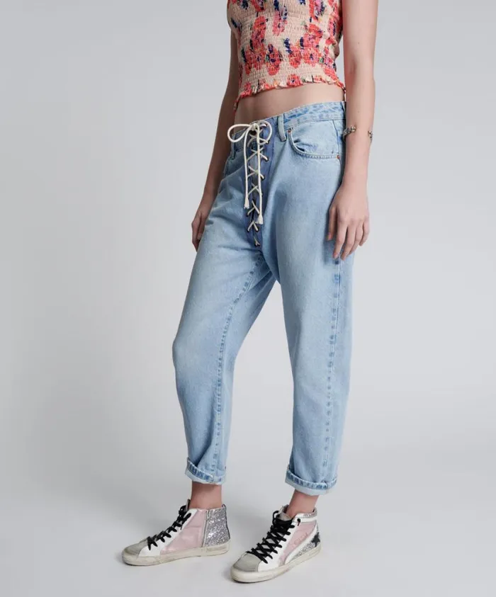 One Teaspoon Denim Jeans Women Best Blue Laced Bandits Relaxed Jean