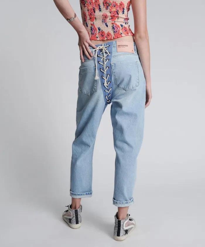 One Teaspoon Denim Jeans Women Best Blue Laced Bandits Relaxed Jean