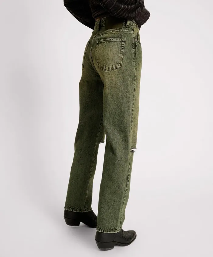 One Teaspoon Denim Jeans Women BLACK KHAKI AWESOME BAGGIES HIGH WAIST STRAIGHT LEG JEANS
