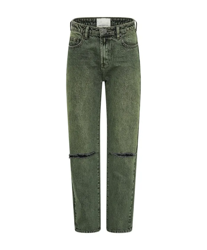 One Teaspoon Denim Jeans Women BLACK KHAKI AWESOME BAGGIES HIGH WAIST STRAIGHT LEG JEANS