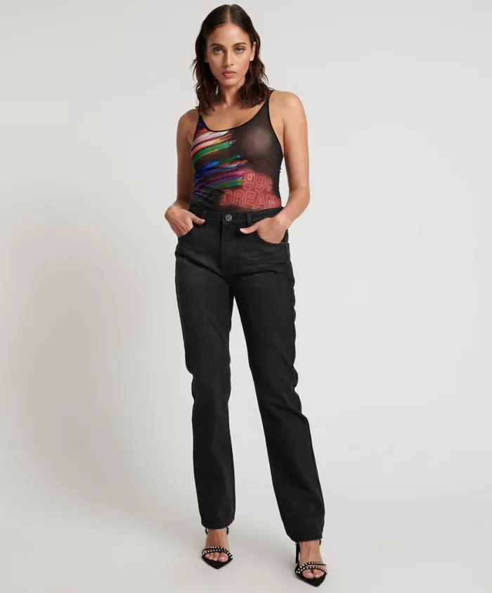 One Teaspoon Denim Jeans Women Black Oak Truckers Mid Waist Straight Leg Jean One Teaspoon Denim Jeans Women Black Oak Truckers Mid Waist Straight Leg Jean