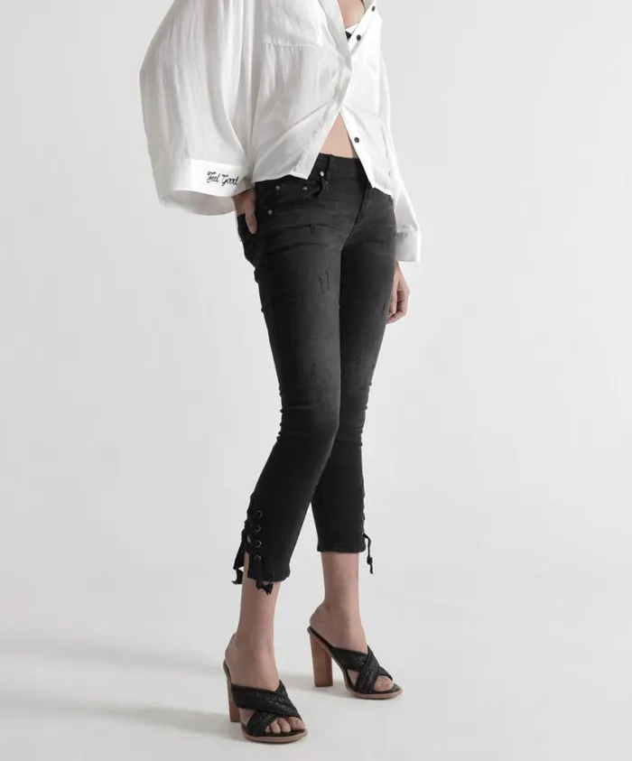 One Teaspoon Denim Jeans Women Black Paris Freebirds Ii Low Waist Skinny Jean