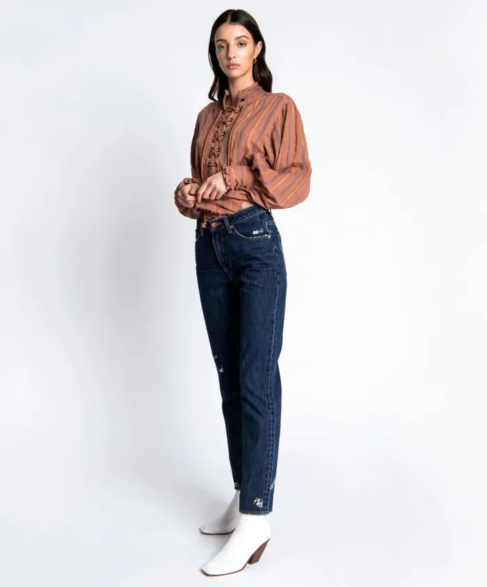 One Teaspoon Denim Jeans Women Blue Awesome Baggies High Waist Straight Jean Blue