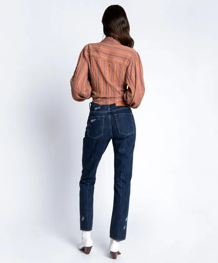 One Teaspoon Denim Jeans Women Blue Awesome Baggies High Waist Straight Jean Blue