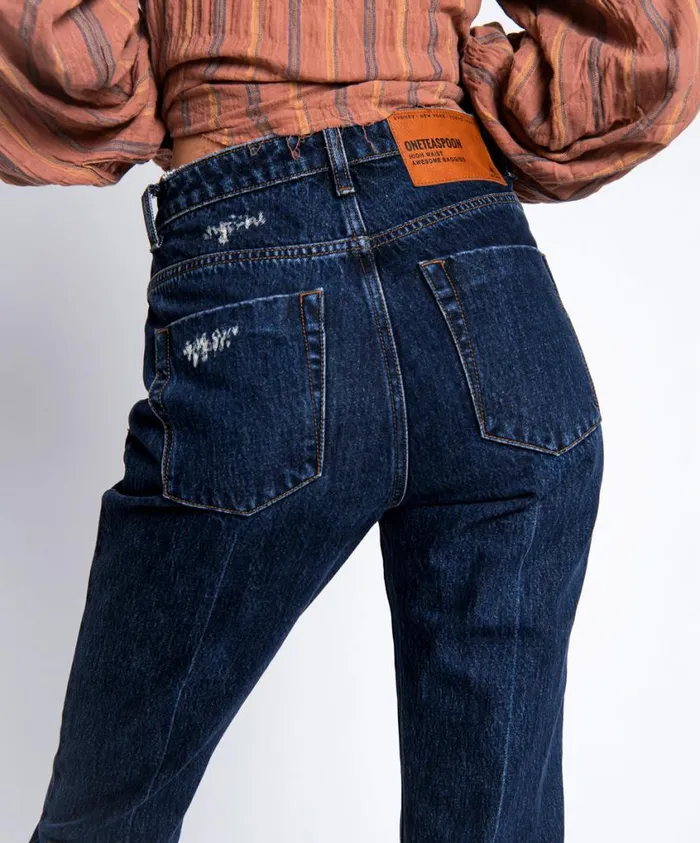 One Teaspoon Denim Jeans Women Blue Awesome Baggies High Waist Straight Jean Blue