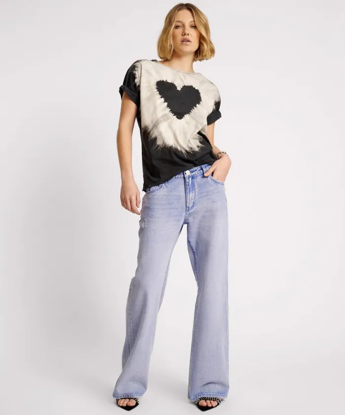 One Teaspoon Denim Jeans Women Cupid Blue Low Riders Low Waist Wide Leg Jean