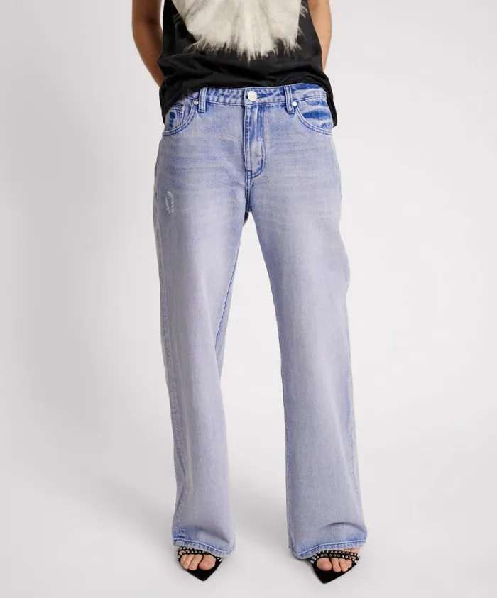 One Teaspoon Denim Jeans Women Cupid Blue Low Riders Low Waist Wide Leg Jean