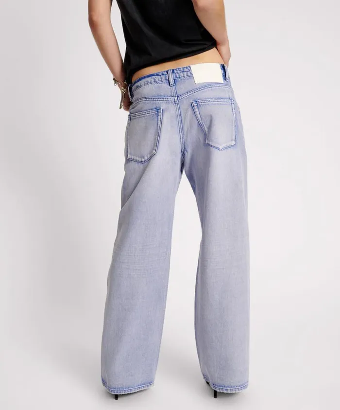 One Teaspoon Denim Jeans Women Cupid Blue Low Riders Low Waist Wide Leg Jean