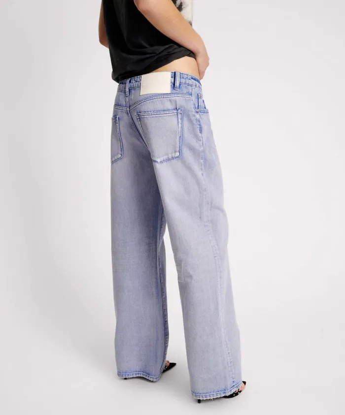 One Teaspoon Denim Jeans Women Cupid Blue Low Riders Low Waist Wide Leg Jean