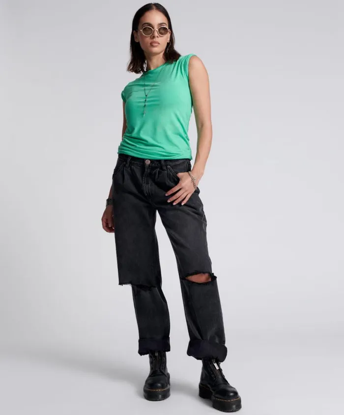 One Teaspoon Denim Jeans Women Faded Black Womens Smith Trouser Jeans