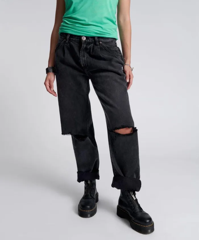 One Teaspoon Denim Jeans Women Faded Black Womens Smith Trouser Jeans