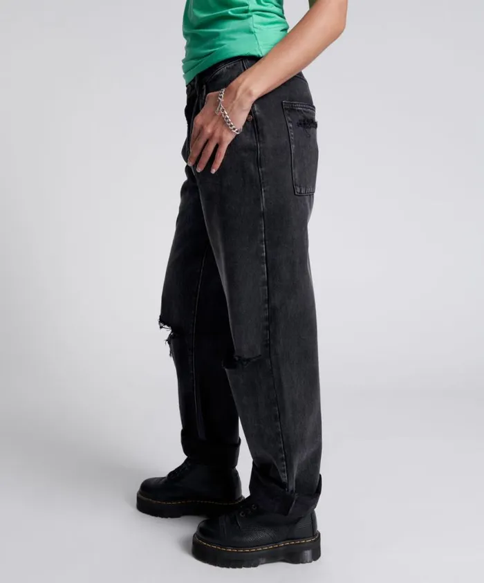 One Teaspoon Denim Jeans Women Faded Black Womens Smith Trouser Jeans