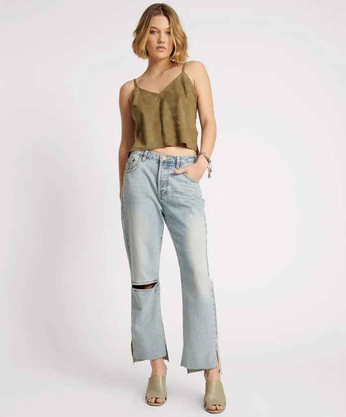 One Teaspoon Denim Jeans Women Fleetwood Zipped Hooligans Mid Waist Relaxed Cropped Jeans One Teaspoon Denim Jeans Women Fleetwood Zipped Hooligans Mid Waist Relaxed Cropped Jeans