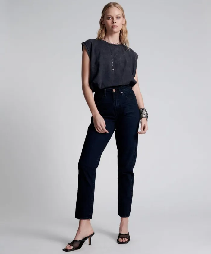 One Teaspoon Denim Jeans Women Fox Black Legend Mom Fit Jeans