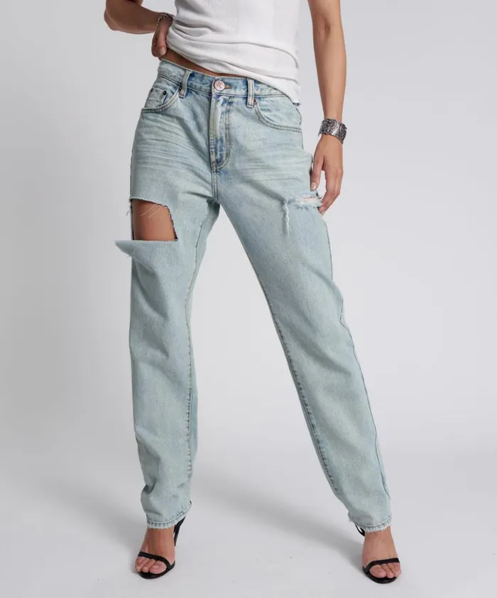 One Teaspoon Denim Jeans Women Kansas Blue 1982S High Waist Balloon Jeans