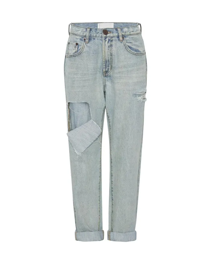 One Teaspoon Denim Jeans Women Kansas Blue 1982S High Waist Balloon Jeans