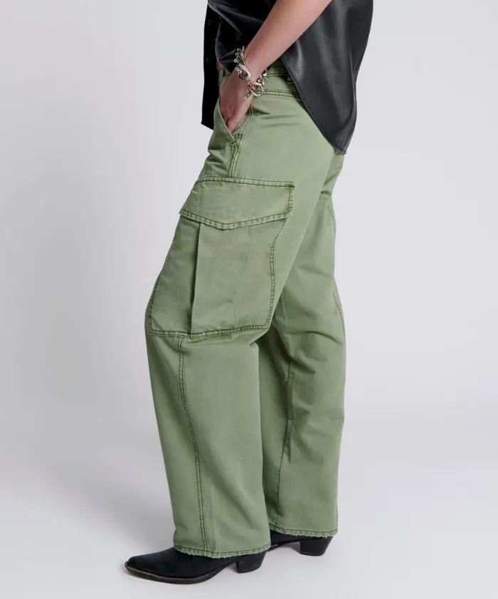One Teaspoon Denim Jeans Women Khaki New Fiction Wide Leg Cargo Jeans