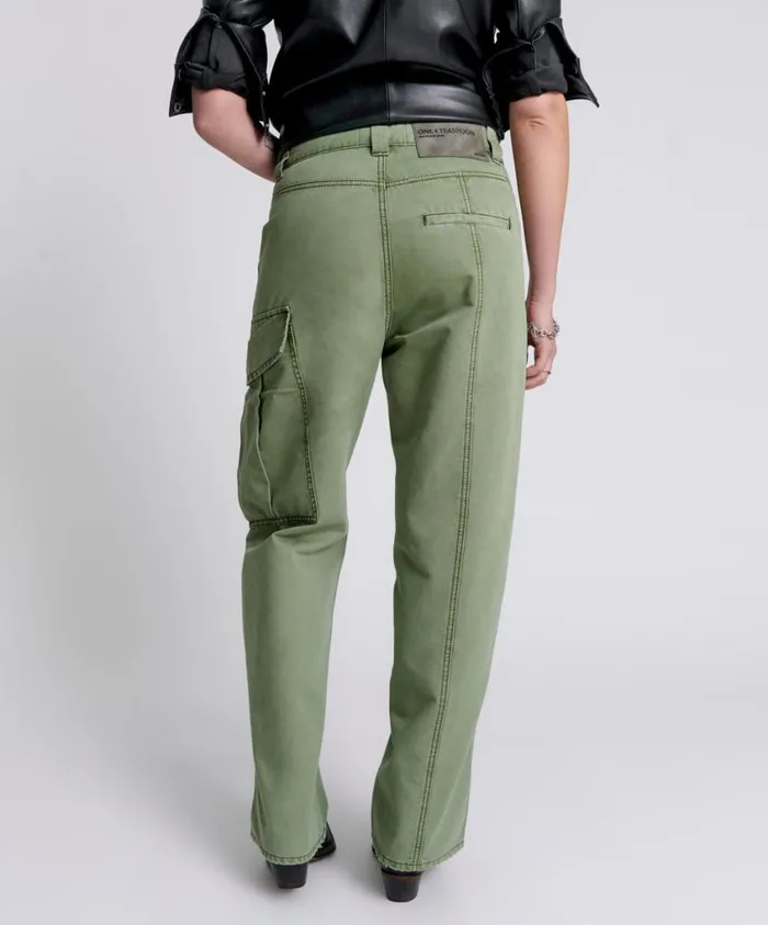 One Teaspoon Denim Jeans Women Khaki New Fiction Wide Leg Cargo Jeans
