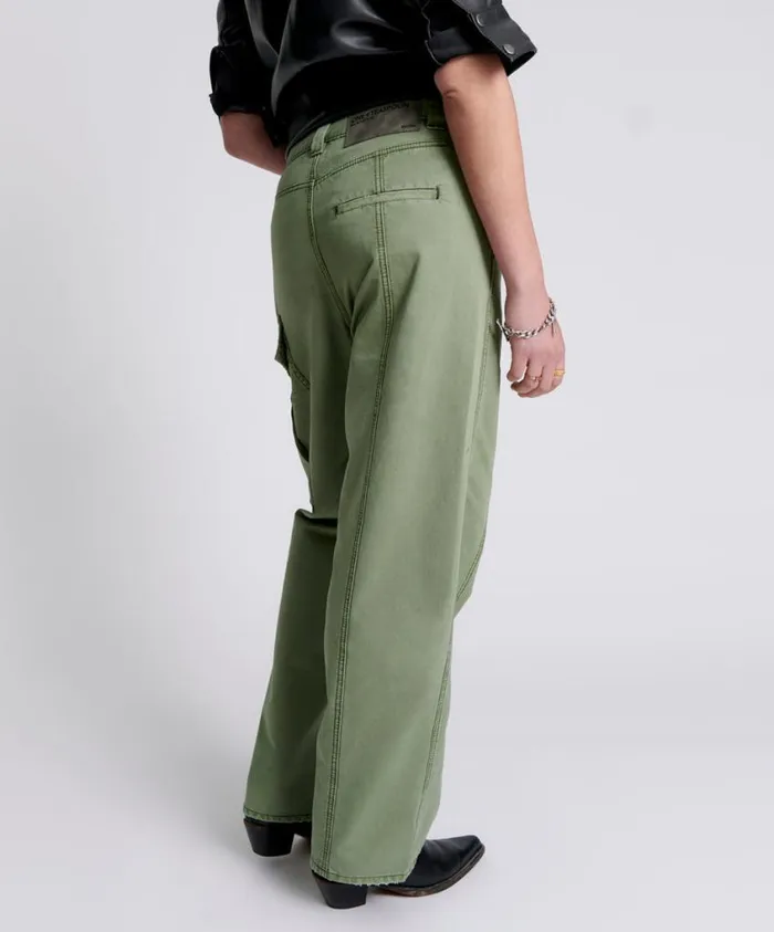 One Teaspoon Denim Jeans Women Khaki New Fiction Wide Leg Cargo Jeans