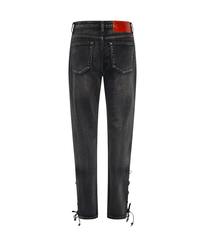 One Teaspoon Denim Jeans Women Laced Awesome Baggies High Waist Straight Leg Jeans