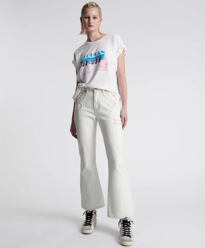 One Teaspoon Denim Jeans Women Le Loop Charlie Slim High Waist Flare