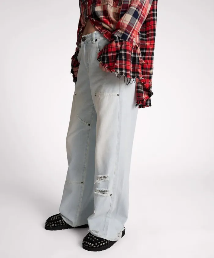 One Teaspoon Denim Jeans Women Le Surf Jackson Utility Mid Waist Wide Leg Jeans
