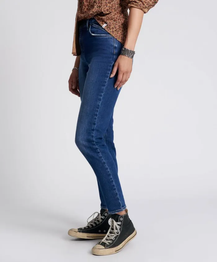 One Teaspoon Denim Jeans Women Luxe Power Blue Legend High Waist Mom Jeans