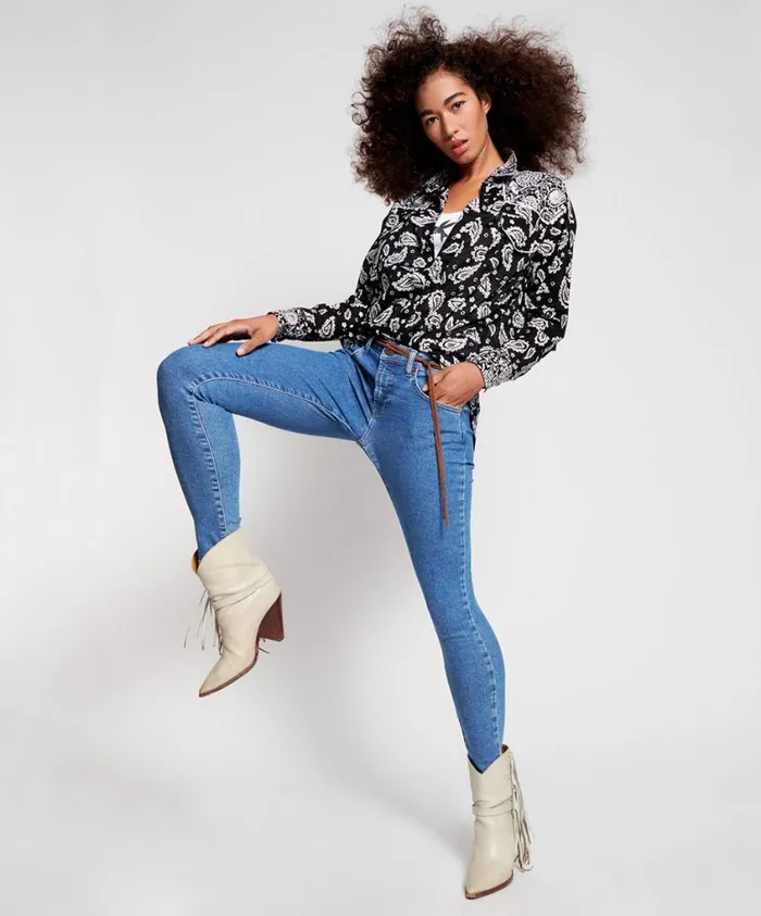 One Teaspoon Denim Jeans Women Miami Blue Freebirds Ii High Waist Skinny Jean Blue