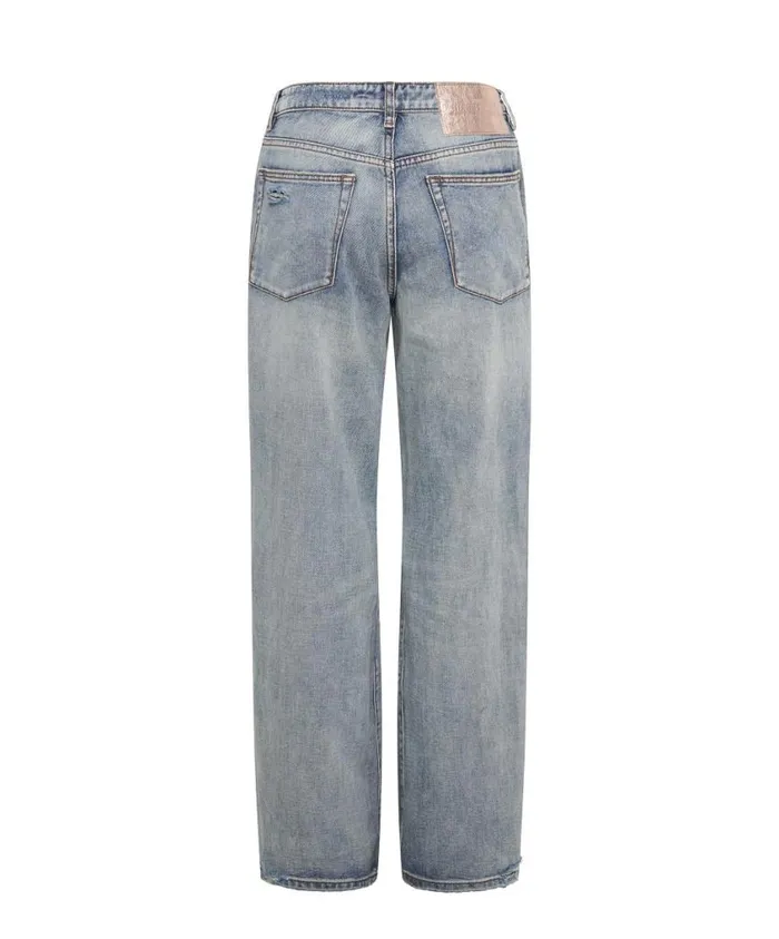 One Teaspoon Denim Jeans Women Old Blue Jackson Mid Waist Wide Leg Jean