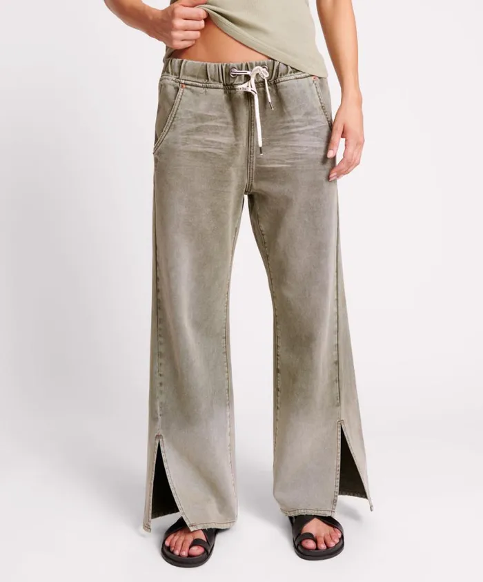 One Teaspoon Denim Jeans Women Old Khaki Roadhouse Wide Leg Drawstring Jeans