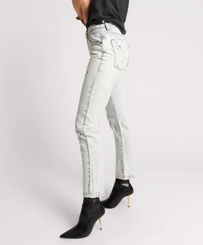 One Teaspoon Denim Jeans Women Painted High Waist Awesome Baggies Jean