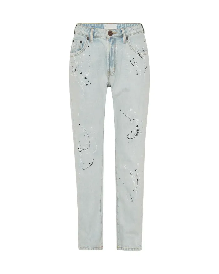 One Teaspoon Denim Jeans Women Painted High Waist Awesome Baggies Jean
