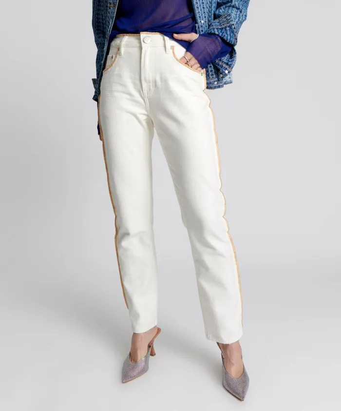 One Teaspoon Denim Jeans Women Pearl Awesome Baggies High Waist Straight Leg Jeans