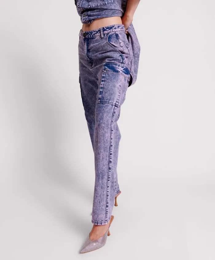 One Teaspoon Denim Jeans Women Purple Rain Cargo Motion Denim Jeans