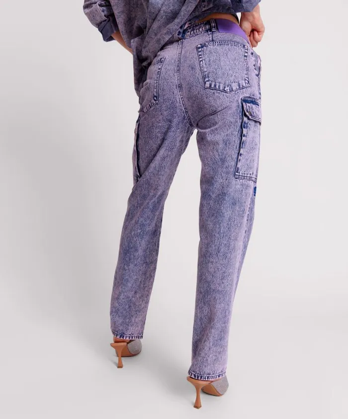 One Teaspoon Denim Jeans Women Purple Rain Cargo Motion Denim Jeans
