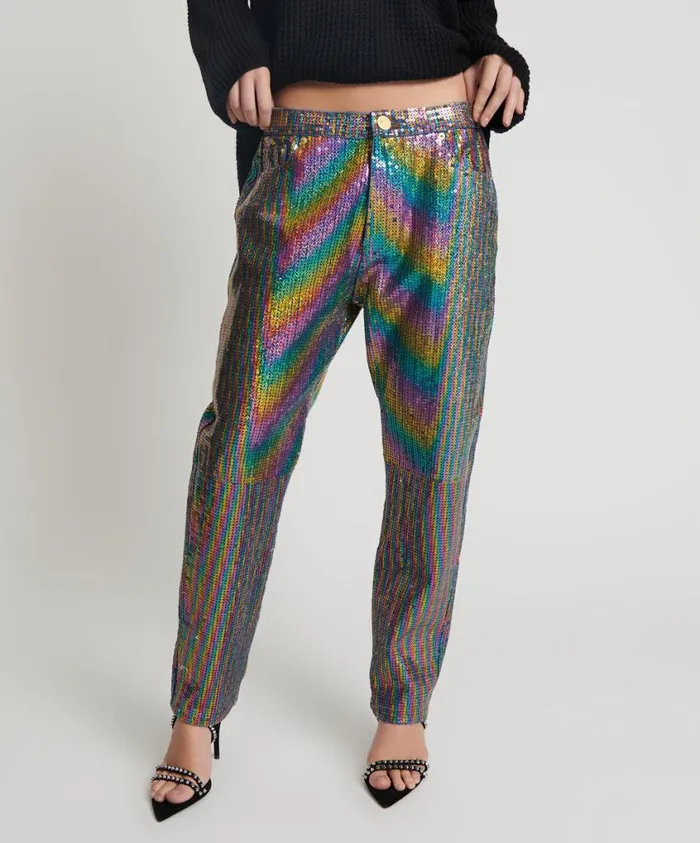 One Teaspoon Denim Jeans Women Rainbow Sequin Sparkly Jeans 8211 Relaxed