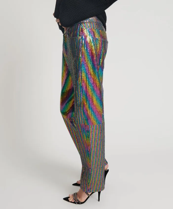 One Teaspoon Denim Jeans Women Rainbow Sequin Sparkly Jeans 8211 Relaxed