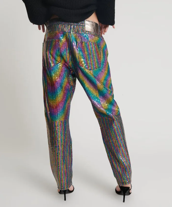 One Teaspoon Denim Jeans Women Rainbow Sequin Sparkly Jeans 8211 Relaxed