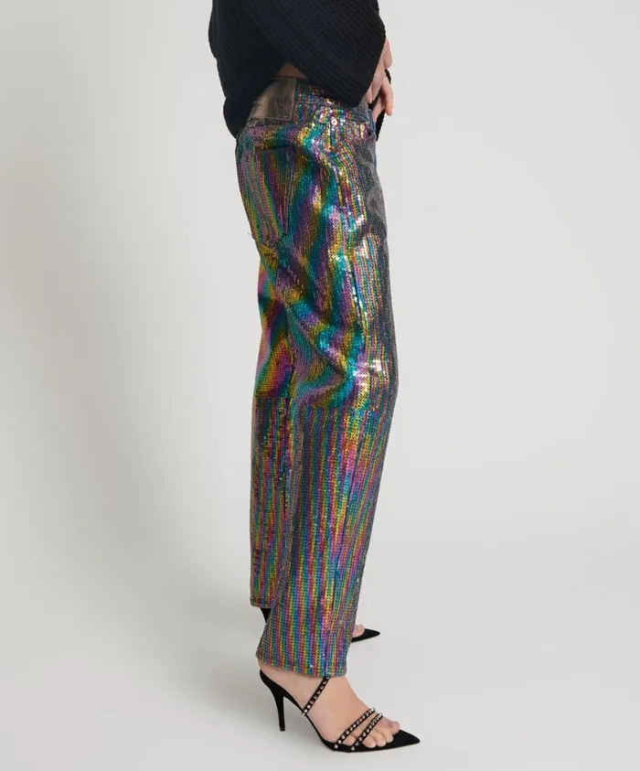 One Teaspoon Denim Jeans Women Rainbow Sequin Sparkly Jeans 8211 Relaxed