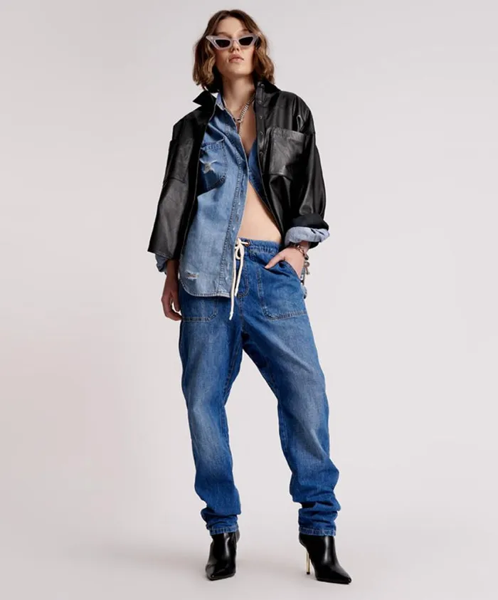 One Teaspoon Denim Jeans Women Resort Blue High Waist Shabbies Jean