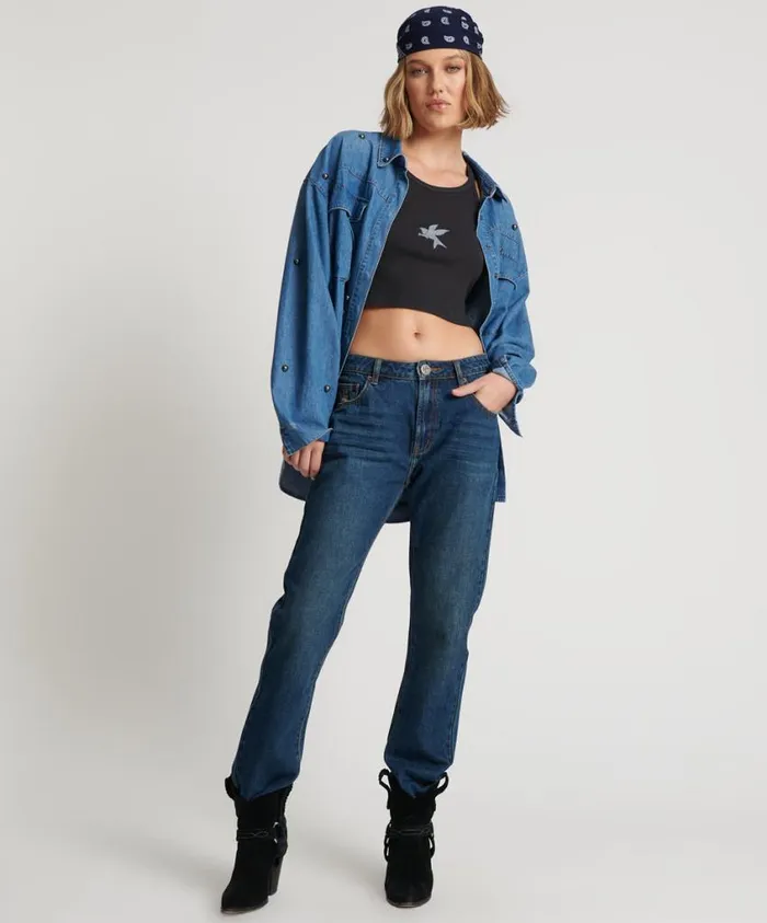 One Teaspoon Denim Jeans Women Royal Blue Truckers Low Waist Straight Leg Jean One Teaspoon Denim Jeans Women Royal Blue Truckers Low Waist Straight Leg Jean